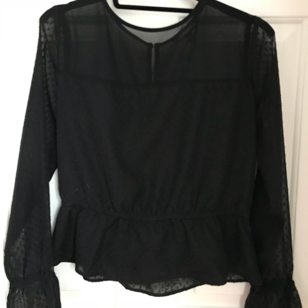 Express sheer dot peplum blouse